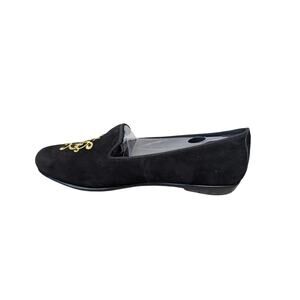AEROSOLES BETLINIA size 8.5; Black velvet loafers/flats, gold embroidered crest